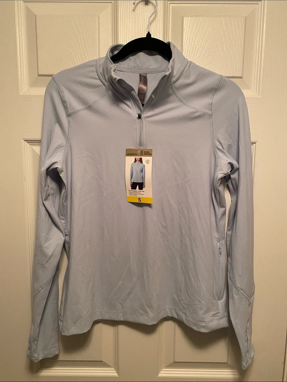 Mondetta Light Blue Ribbed 1/2 Zip Active Top…size S